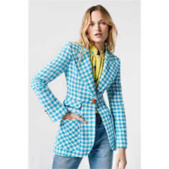 Smythe Teal and Cream Plaid Blazer - Picture 1 of 11
